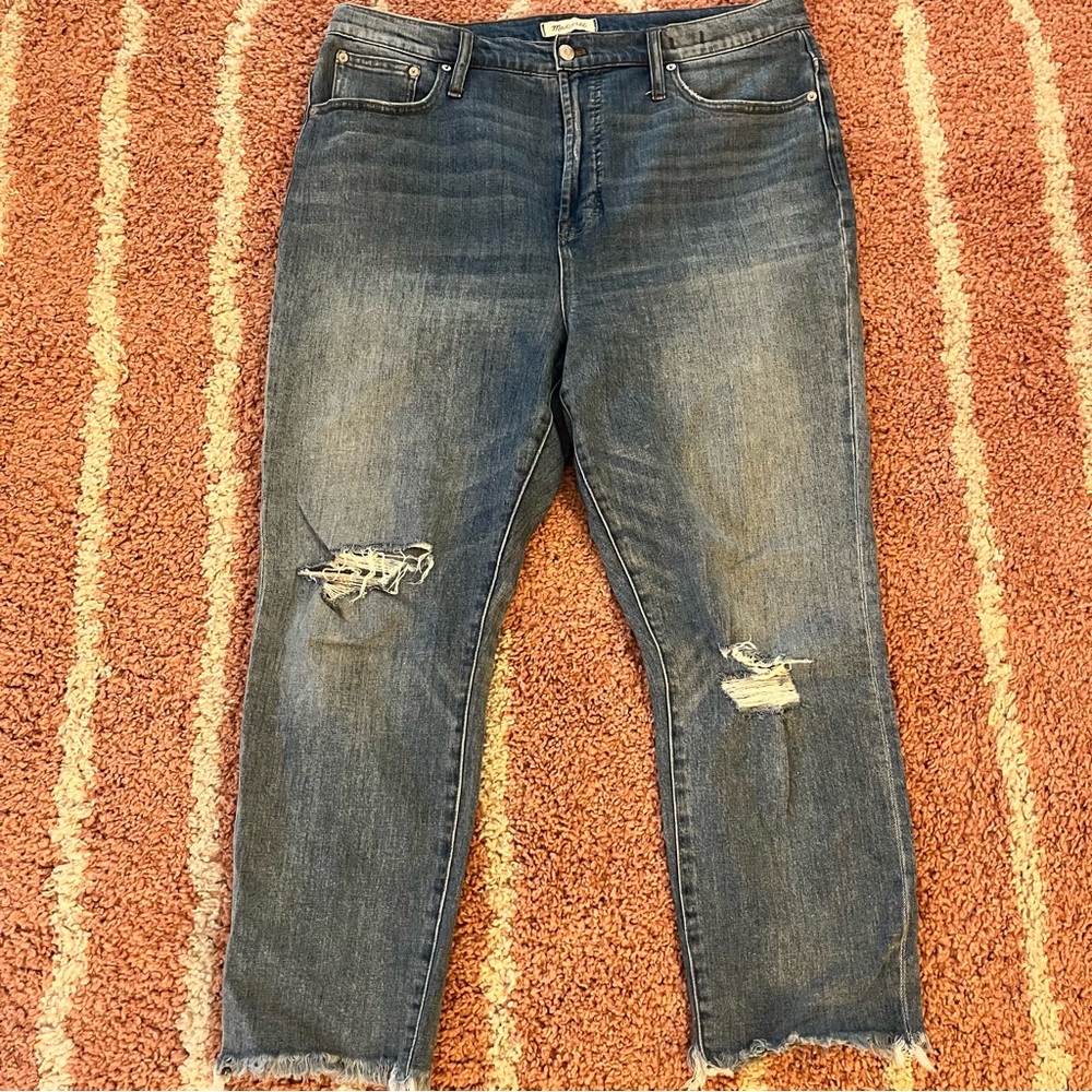 Madewell Blue Distressed Ankle Jeans